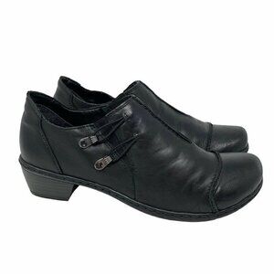 Rieker Womens Loafer Flat Shoes Black Leather Cap Toe Slip On Comfort 38 US 7